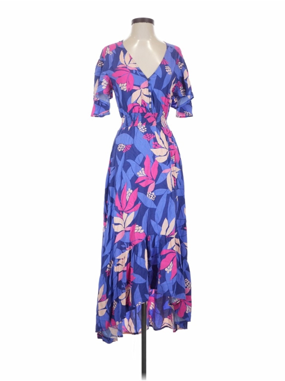 Abel the Label High Low Floral Midi Dress Fairy Ruffle Cottage Whimsical Boho S - Picture 2 of 9